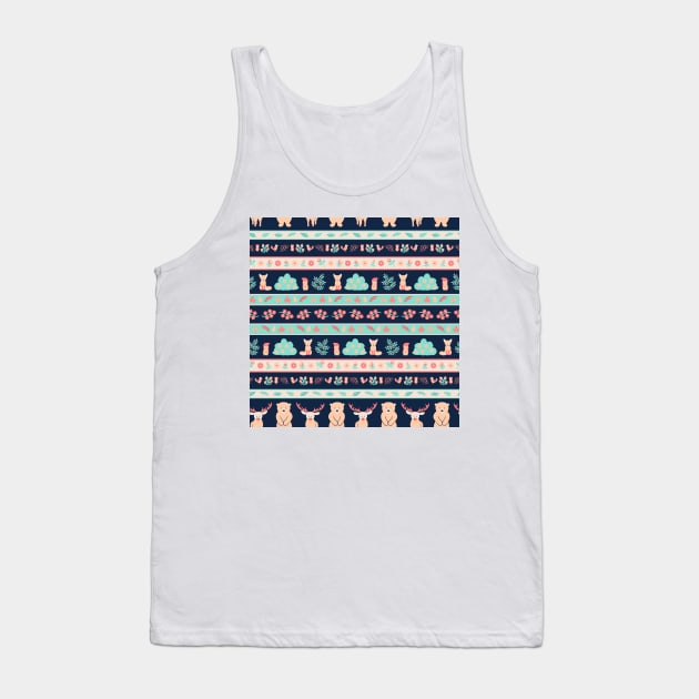 Forest Animals and Plants Horizontal Pattern Tank Top by A2Gretchen